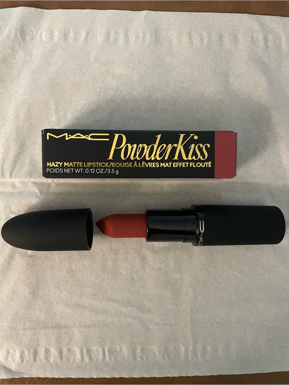 MAC PowderKiss Hazy Matte Lipstick — 316 Devoted to Chili